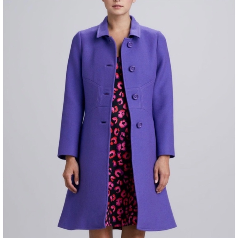 Kate Spade Tiera Purple Bow Wool Coat Size 2 featured in Carrie Diaries